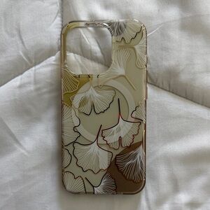 iPhone 15 pro - Floral Pattern Phone Case - Gold and Black